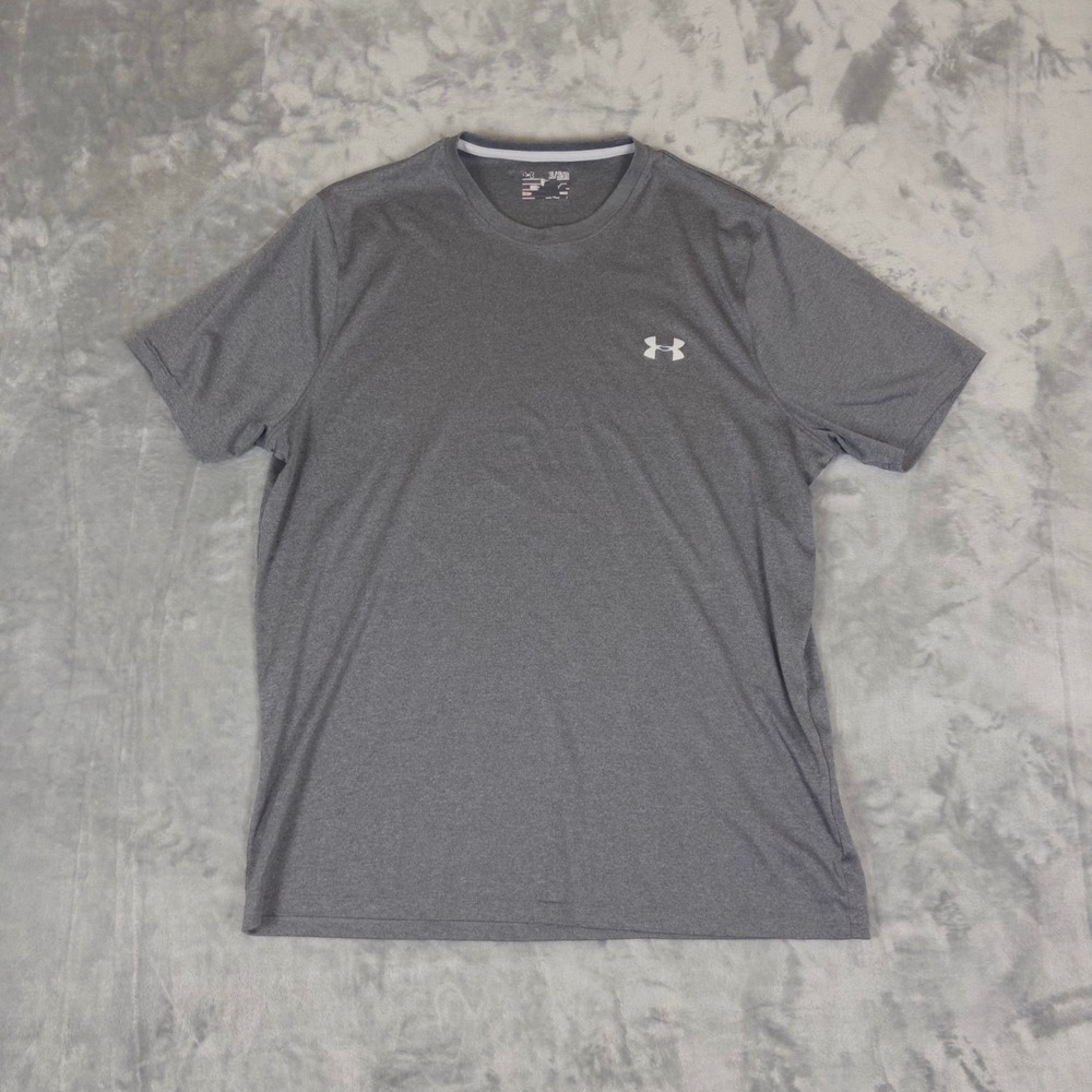Under Armour T-Shirt Mens XL Gray Short Sleeve HeatGear Performance Gym Top